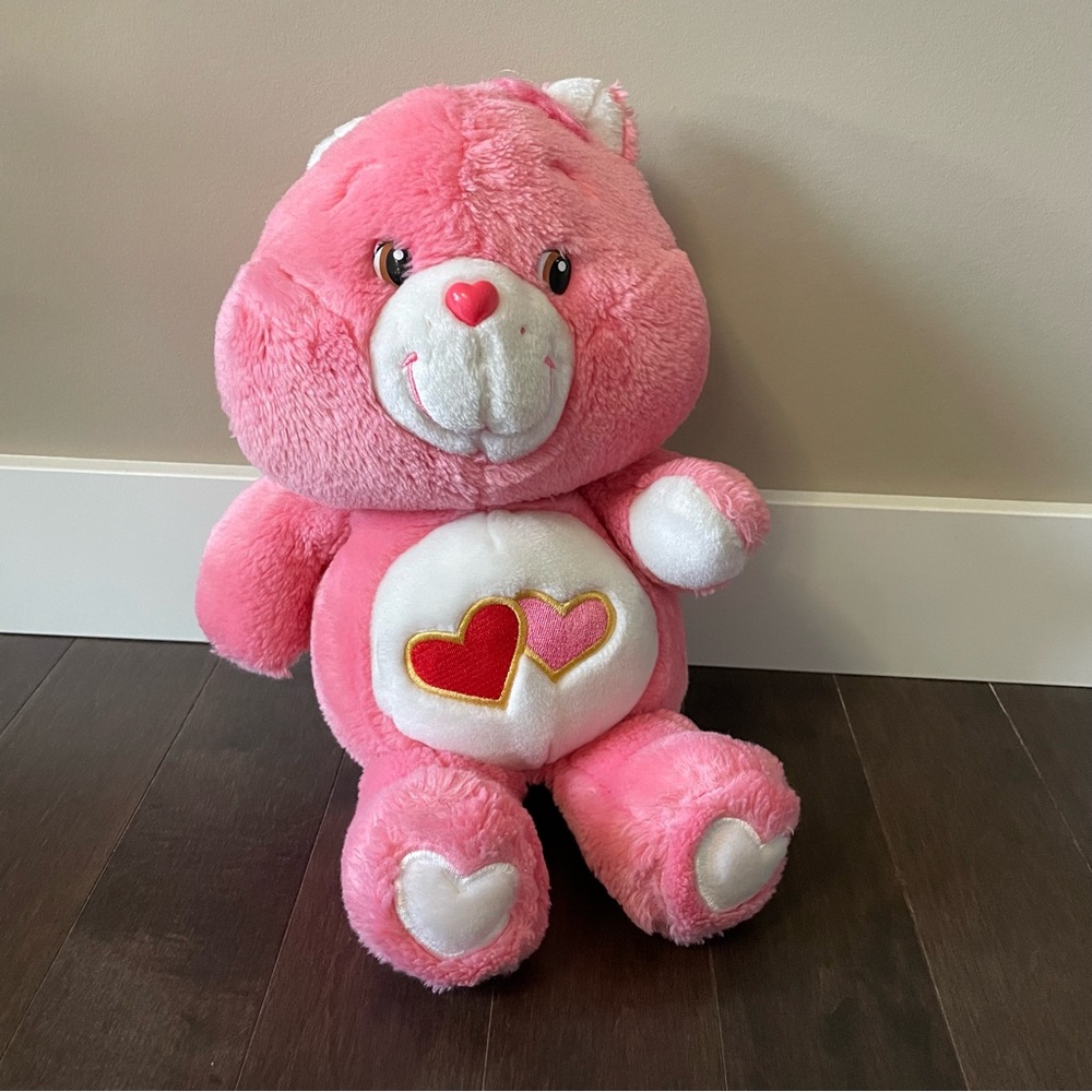 Vintage 80s Care Bears Love-a-Lot Bear Plush Stiffed Bear 15 Inch